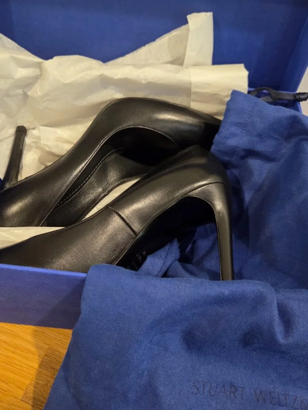 Stuart Weitzman Royal Black Nappa Leather Pumps